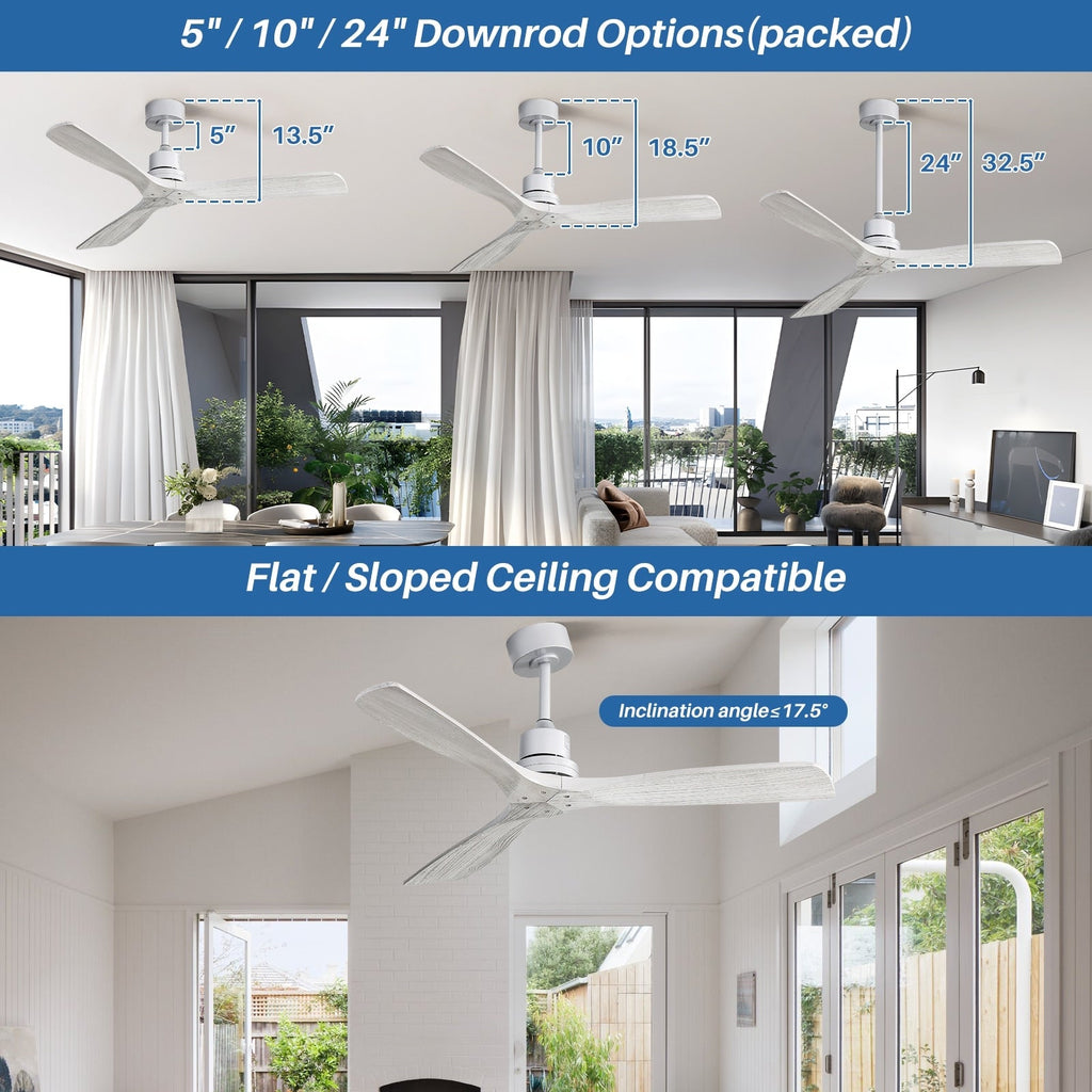 Ventilatore da soffitto in legno per interni Sofucor 52 con telecomando, luce integrata opzionale