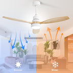 Ventilatore da soffitto in legno per interni Sofucor 52 con telecomando, luce integrata opzionale