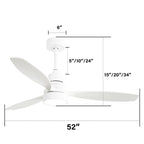 Ventilatore da soffitto in legno per interni Sofucor 52 con telecomando, luce integrata opzionale