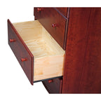 Palace Imports Cassettiera 100% in legno massello con 5 cassetti grandi, serratura, pomelli in metallo o legno