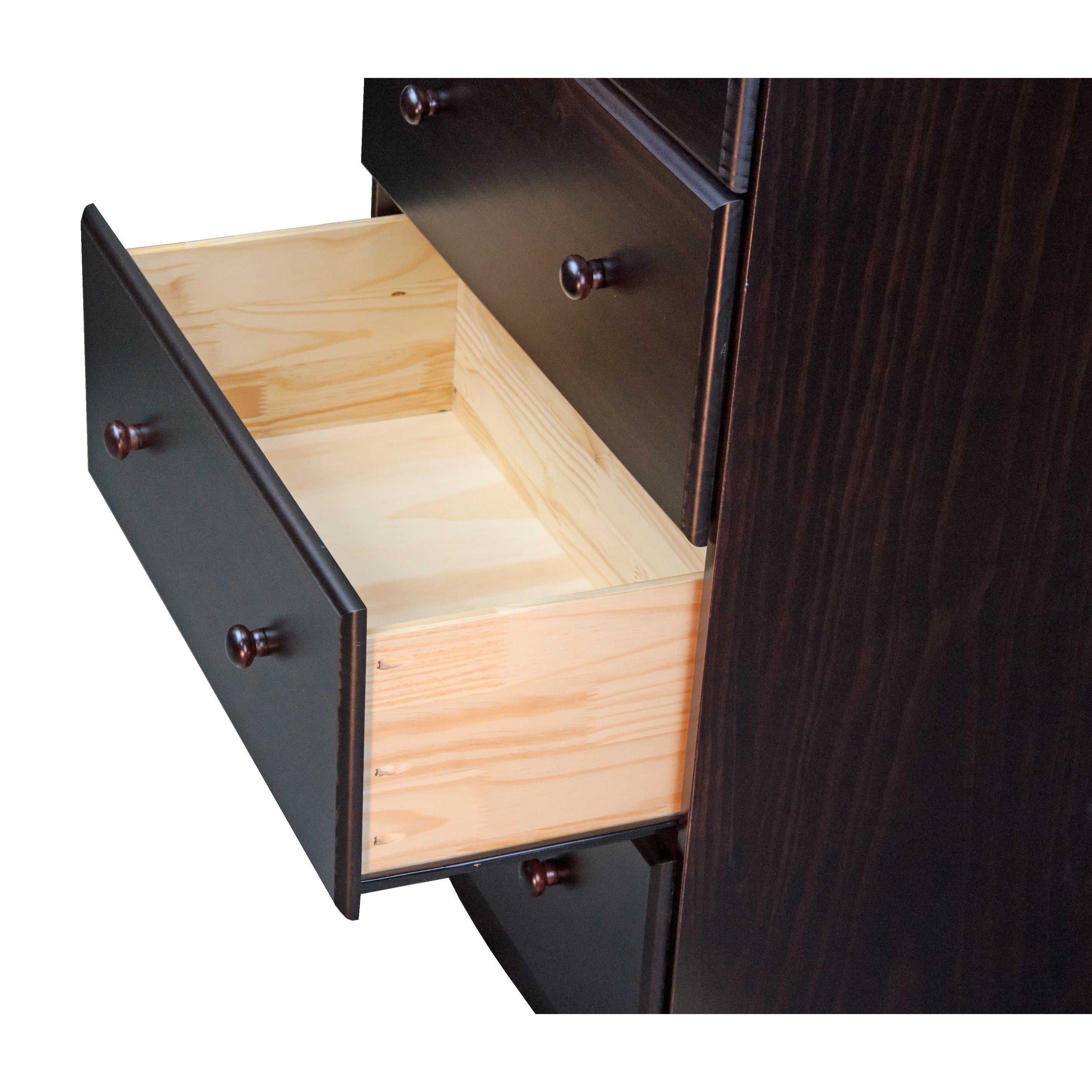 Palace Imports Cassettiera 100% in legno massello con 5 cassetti grandi, serratura, pomelli in metallo o legno