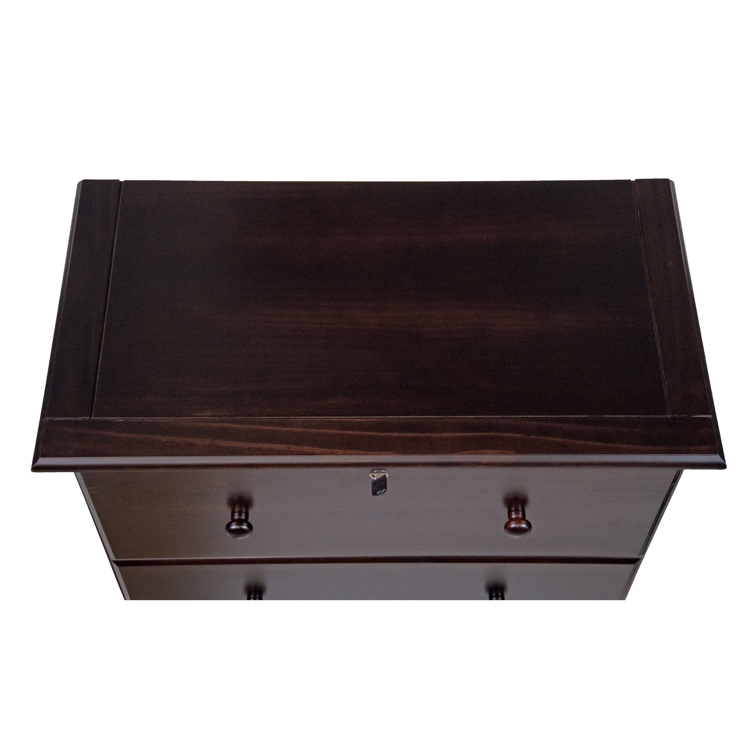 Palace Imports Cassettiera 100% in legno massello con 5 cassetti grandi, serratura, pomelli in metallo o legno