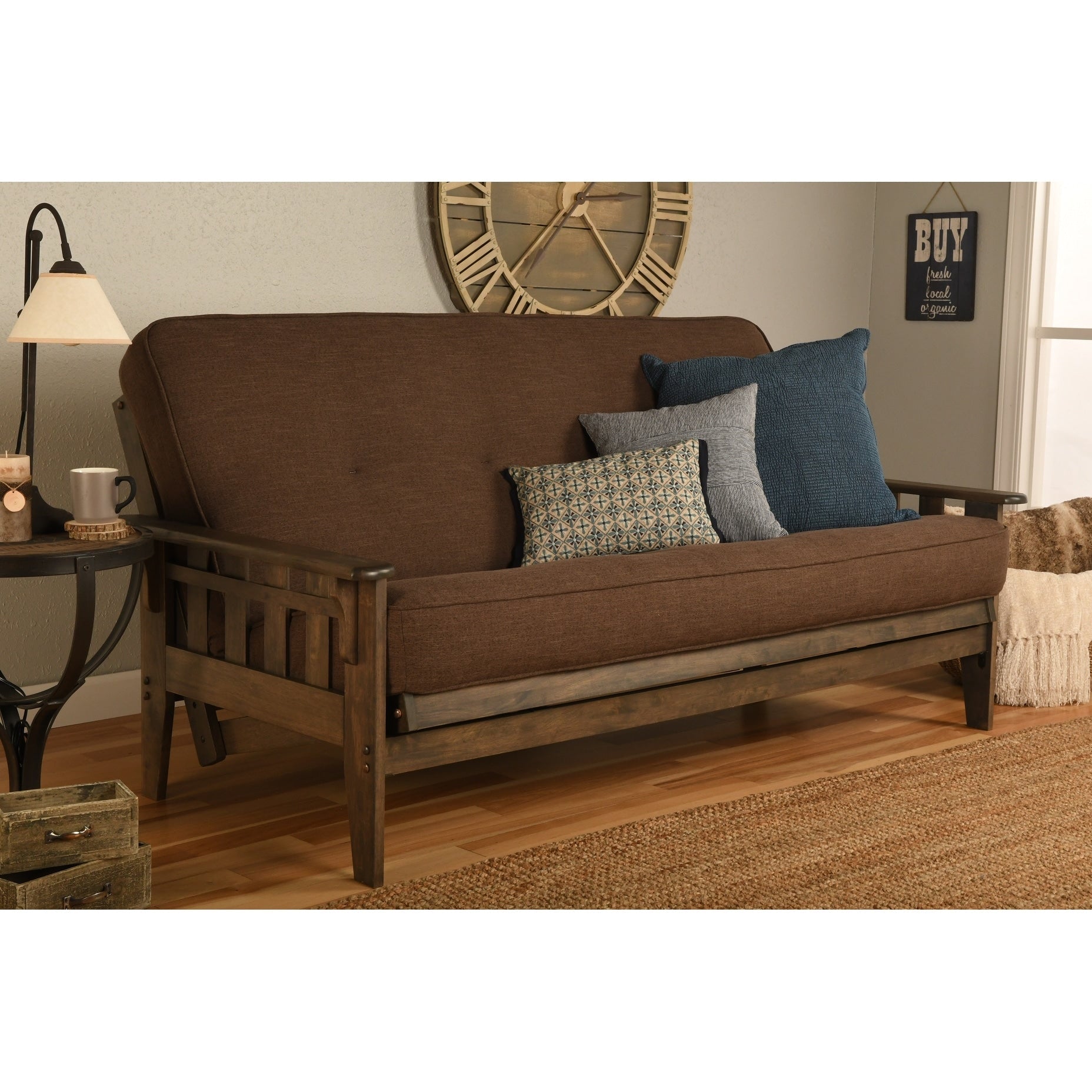 Set futon rustico Somette Tucson in noce full-size con materasso
