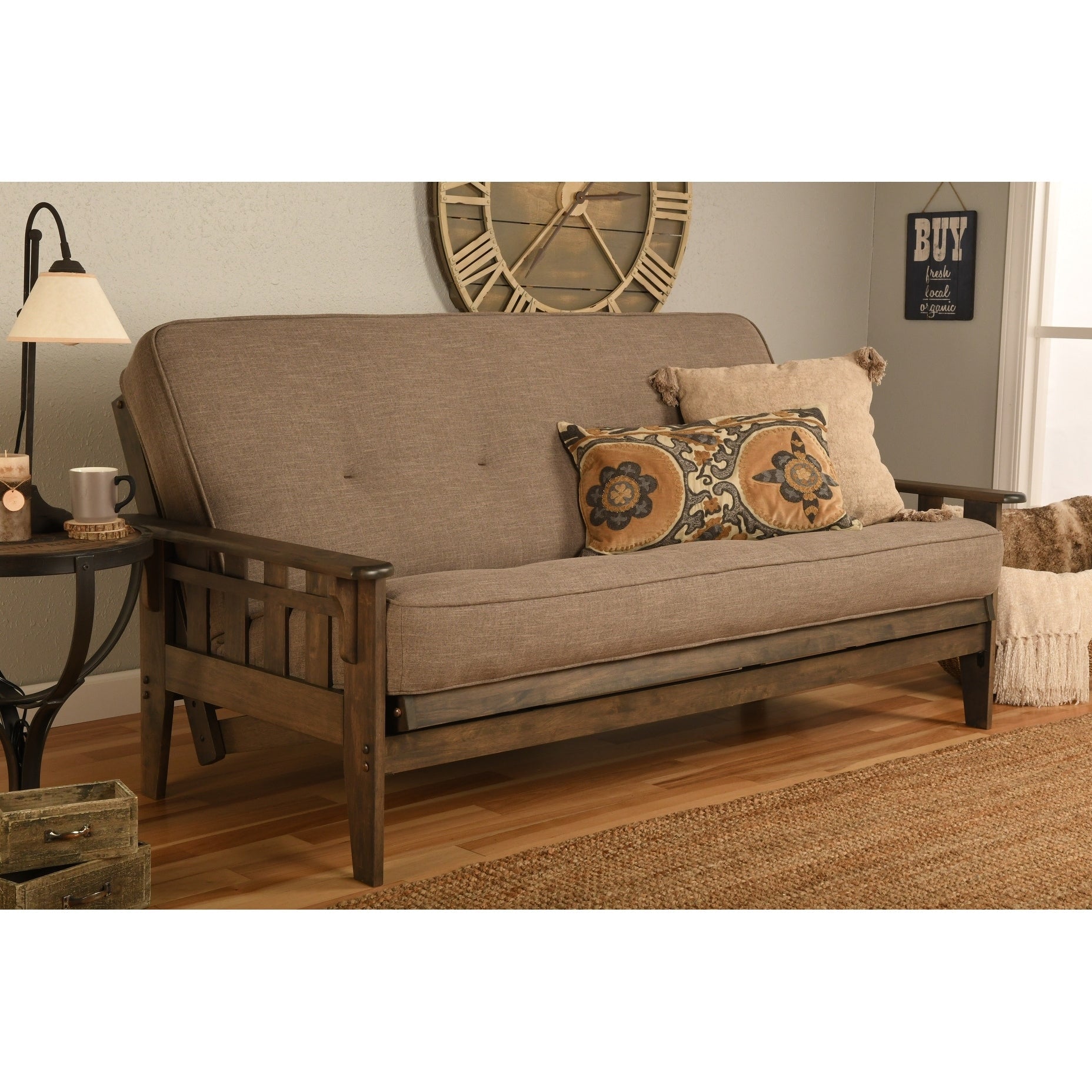 Set futon rustico Somette Tucson in noce full-size con materasso