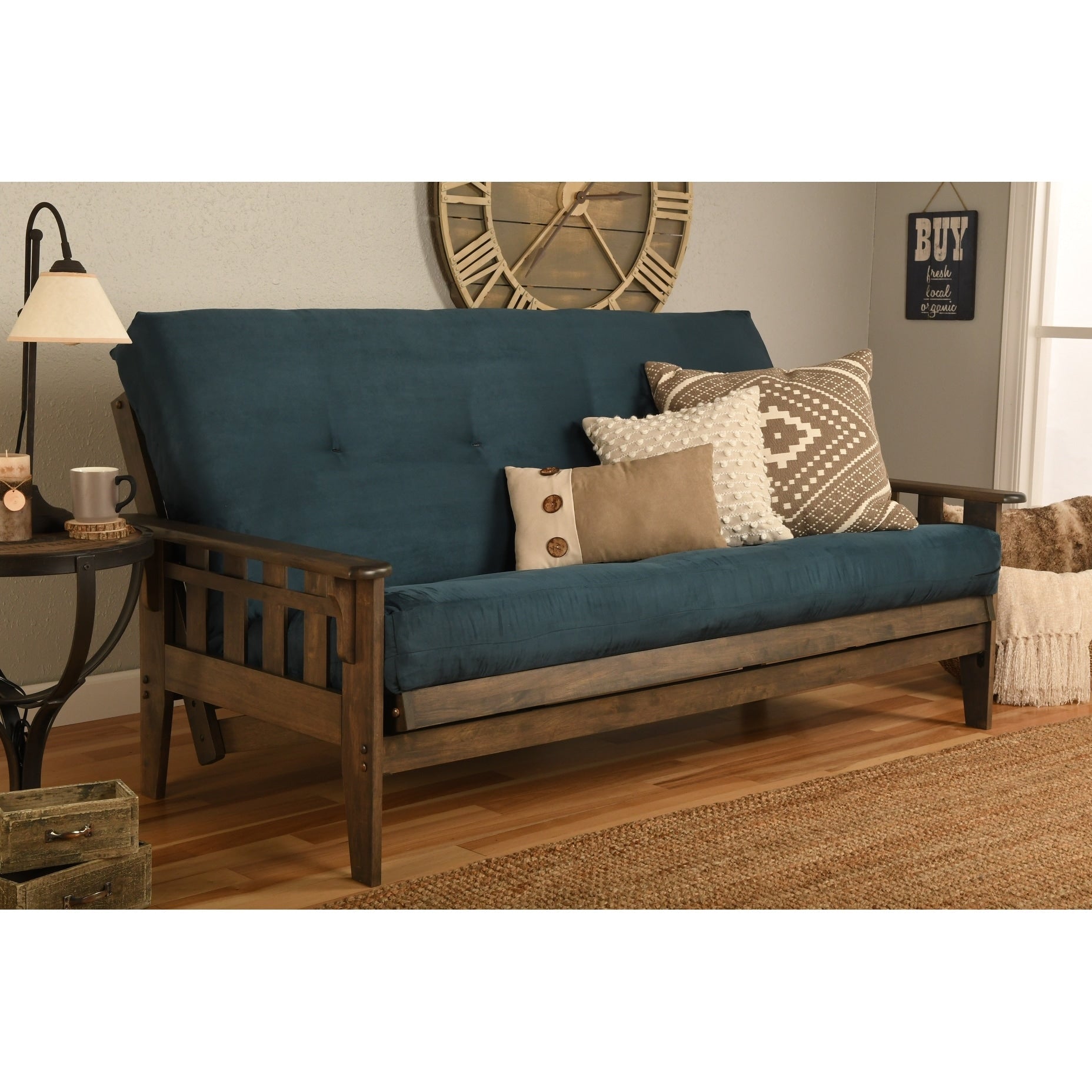 Set futon rustico Somette Tucson in noce full-size con materasso