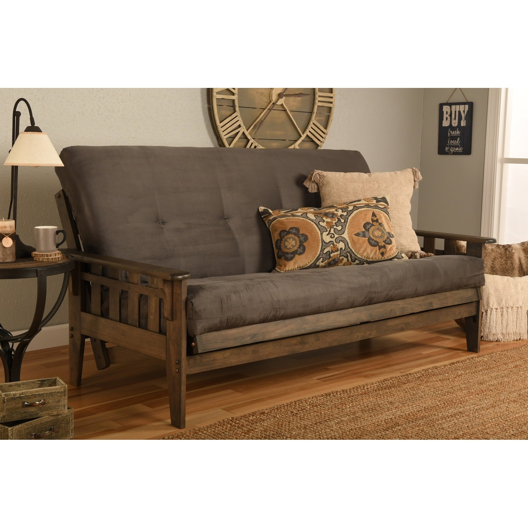 Set futon rustico Somette Tucson in noce full-size con materasso