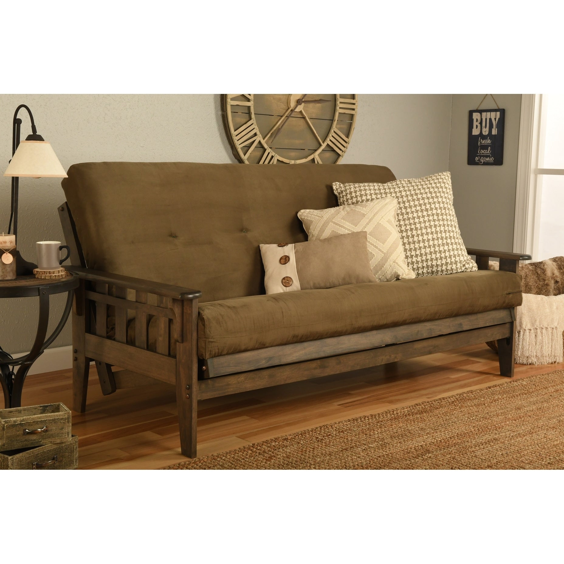 Set futon rustico Somette Tucson in noce full-size con materasso