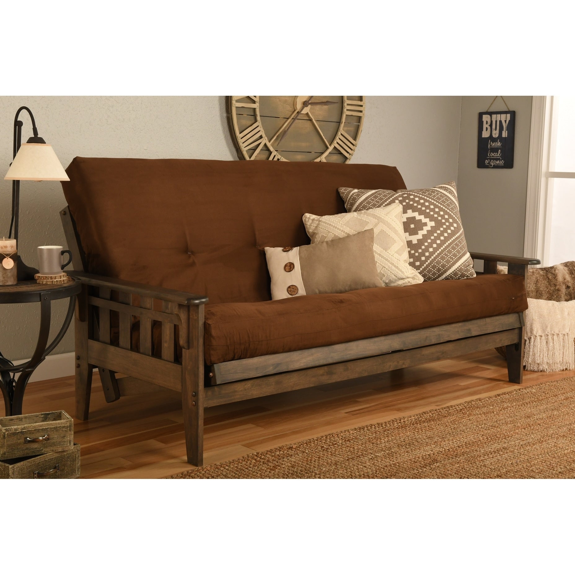 Set futon rustico Somette Tucson in noce full-size con materasso
