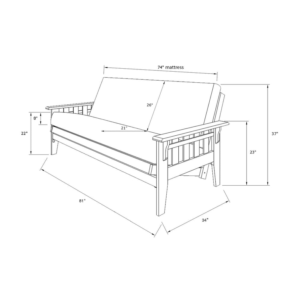 Set futon rustico Somette Tucson in noce full-size con materasso