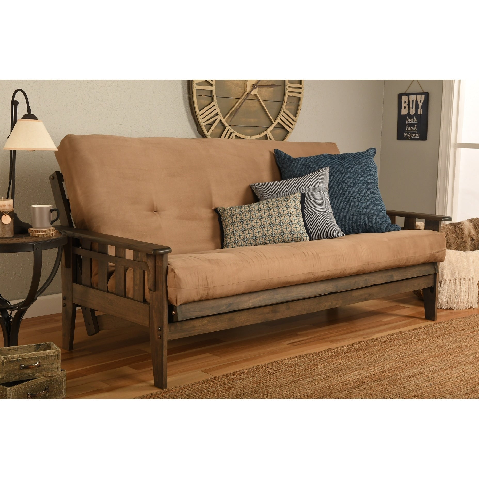 Set futon rustico Somette Tucson in noce full-size con materasso