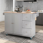 Carrello da cucina Sophia &amp; William con ribaltina e piano in legno di caucciù, carrello da cucina con ruote e ampio mobiletto portaoggetti