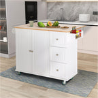 Carrello da cucina Sophia &amp; William con ribaltina e piano in legno di caucciù, carrello da cucina con ruote e ampio mobiletto portaoggetti