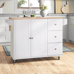 Carrello da cucina Sophia &amp; William con ribaltina e piano in legno di caucciù, carrello da cucina con ruote e ampio mobiletto portaoggetti