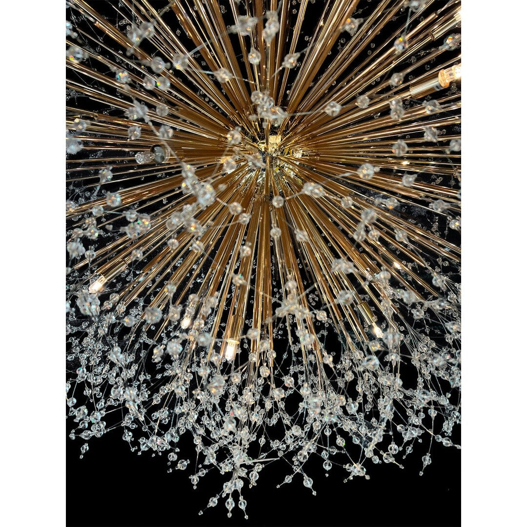 Lampadario Starburst da 47 pollici di larghezza, lampadario in cristallo