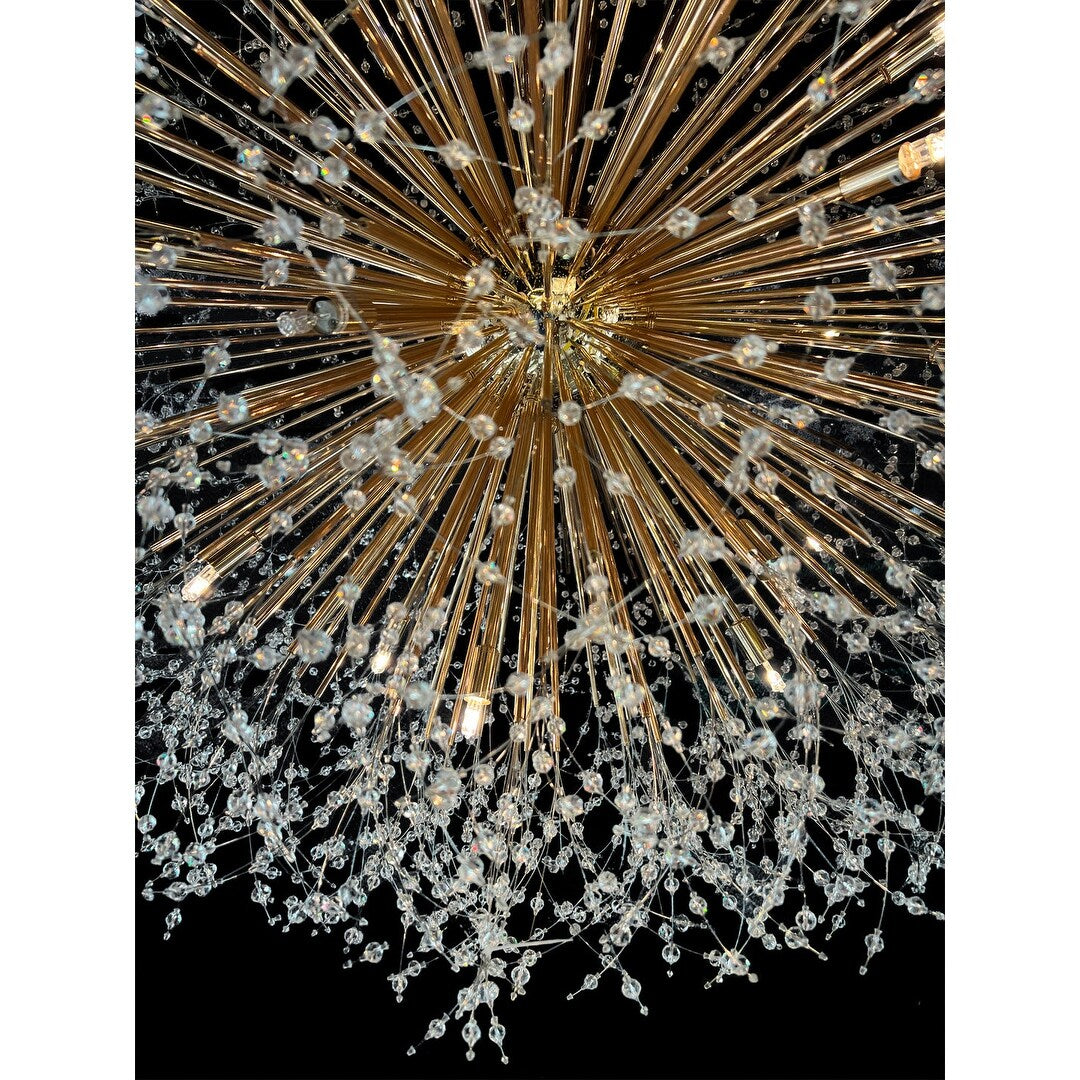 Lampadario Starburst da 47 pollici di larghezza, lampadario in cristallo