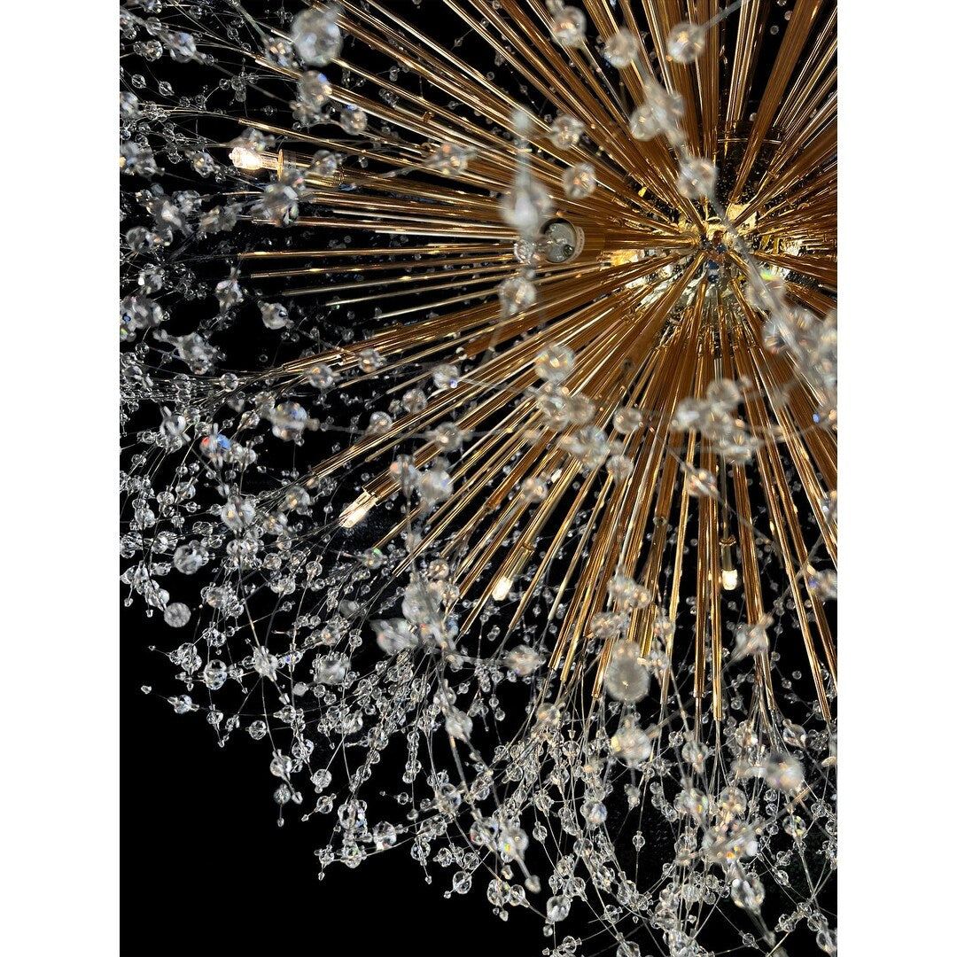 Lampadario Starburst da 47 pollici di larghezza, lampadario in cristallo