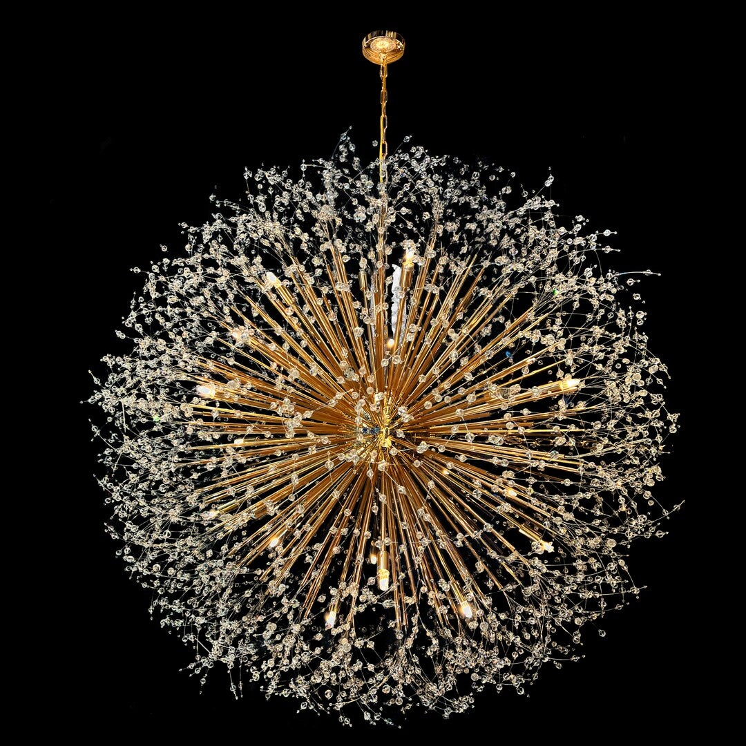 Lampadario Starburst da 47 pollici di larghezza, lampadario in cristallo