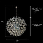 Lampadario Starburst da 47 pollici di larghezza, lampadario in cristallo