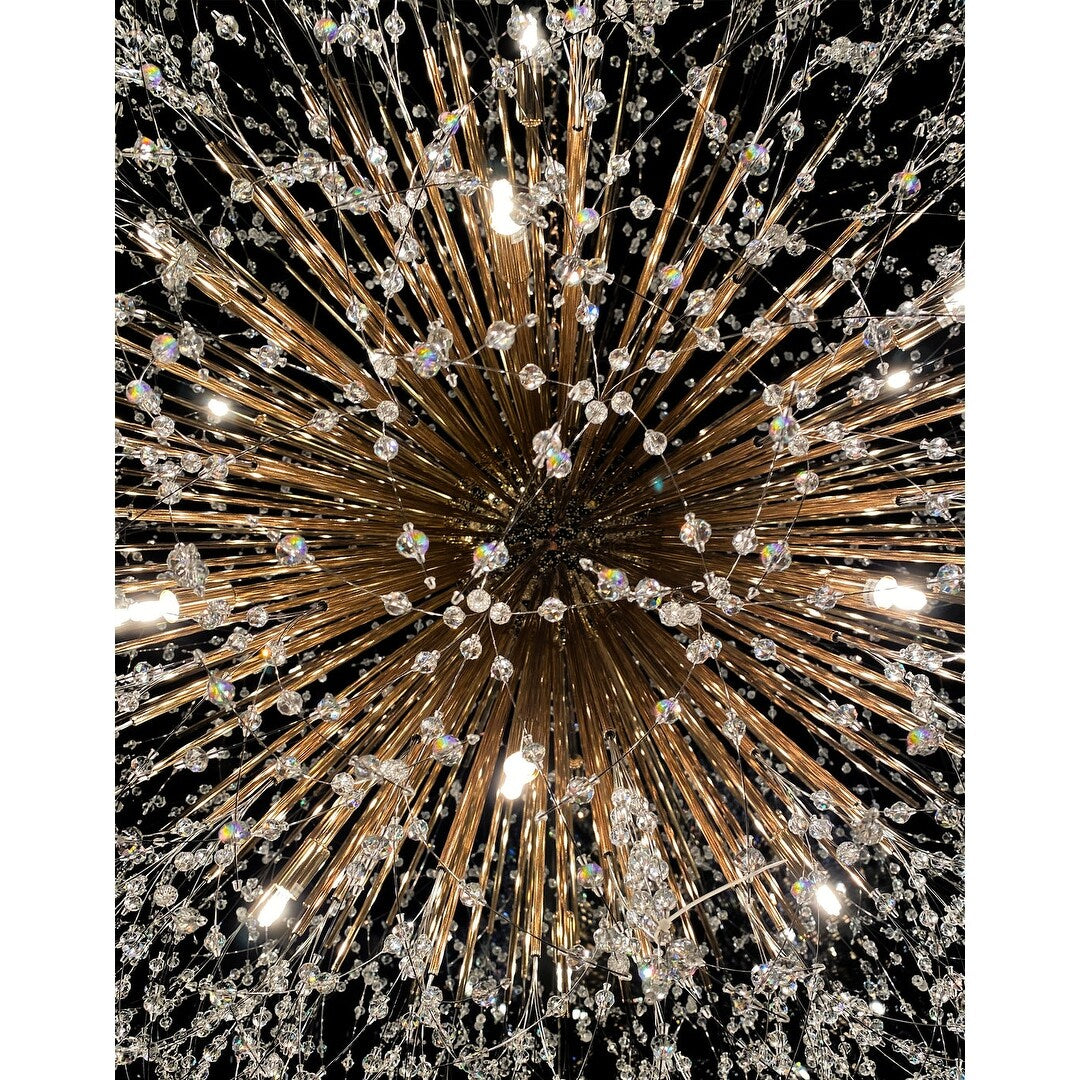 Lampadario Starburst da 47 pollici di larghezza, lampadario in cristallo