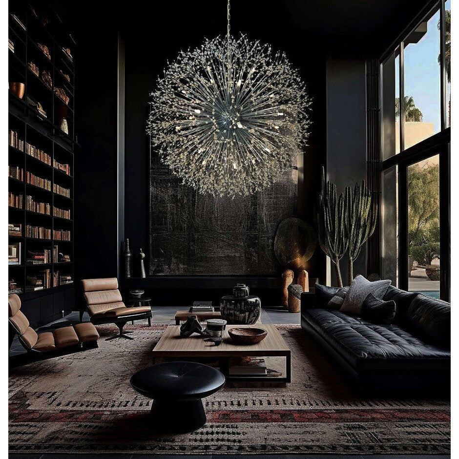 Lampadario Starburst da 47 pollici di larghezza, lampadario in cristallo