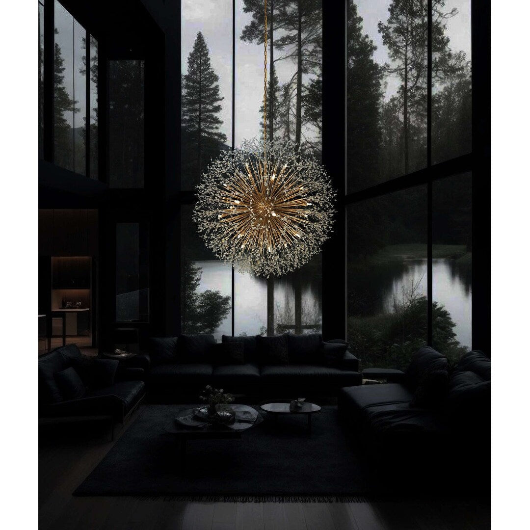 Lampadario Starburst da 47 pollici di larghezza, lampadario in cristallo