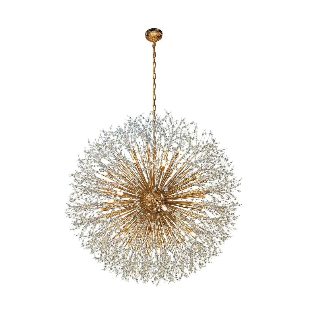 Lampadario Starburst da 47 pollici di larghezza, lampadario in cristallo