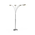 Lampada da terra ad arco a 5 luci Charlie in acciaio spazzolato di Strick &amp; Bolton