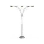 Lampada da terra ad arco a 5 luci Charlie in acciaio spazzolato di Strick &amp; Bolton