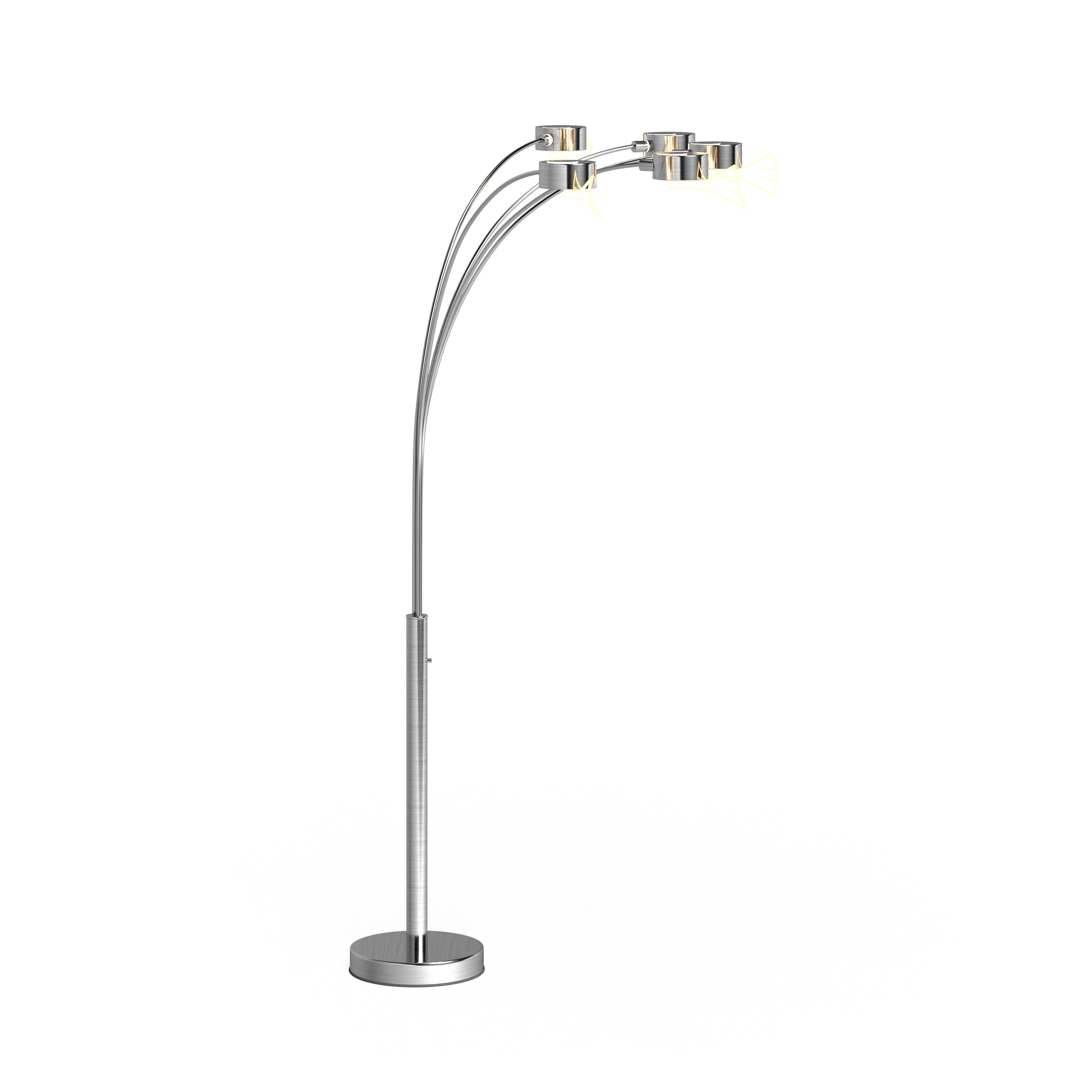 Lampada da terra ad arco a 5 luci Charlie in acciaio spazzolato di Strick &amp; Bolton