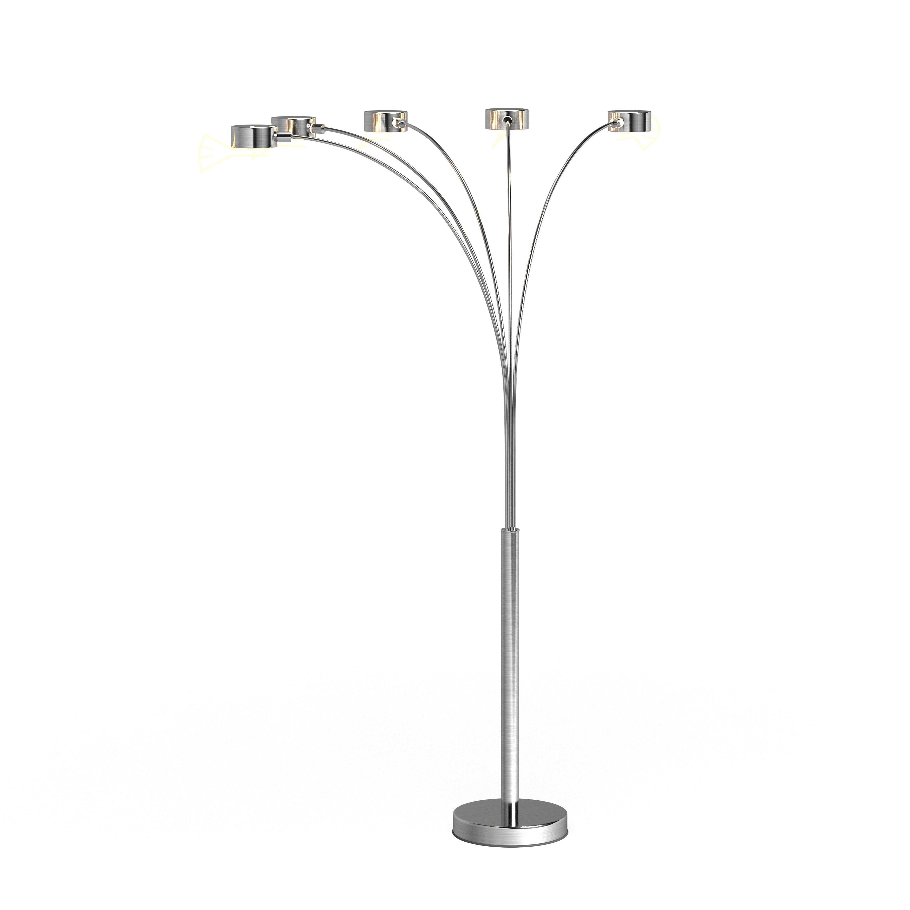 Lampada da terra ad arco a 5 luci Charlie in acciaio spazzolato di Strick &amp; Bolton