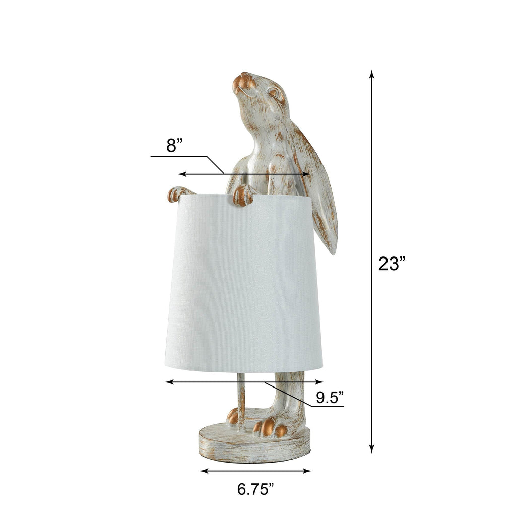 Lampada da scrivania StyleCraft Malta in rame chiaro e bianco lavato a forma di coniglio