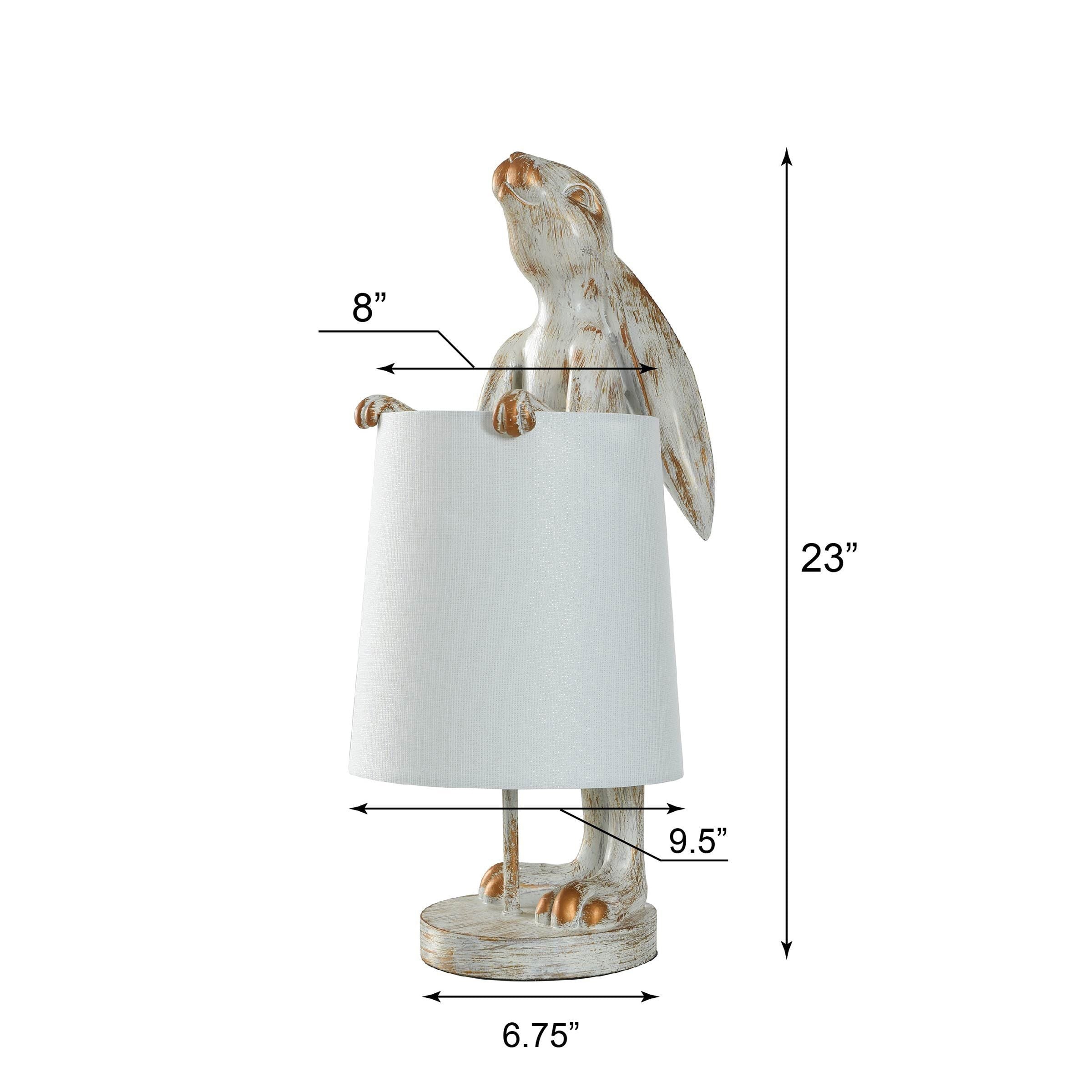 Lampada da scrivania StyleCraft Malta in rame chiaro e bianco lavato a forma di coniglio