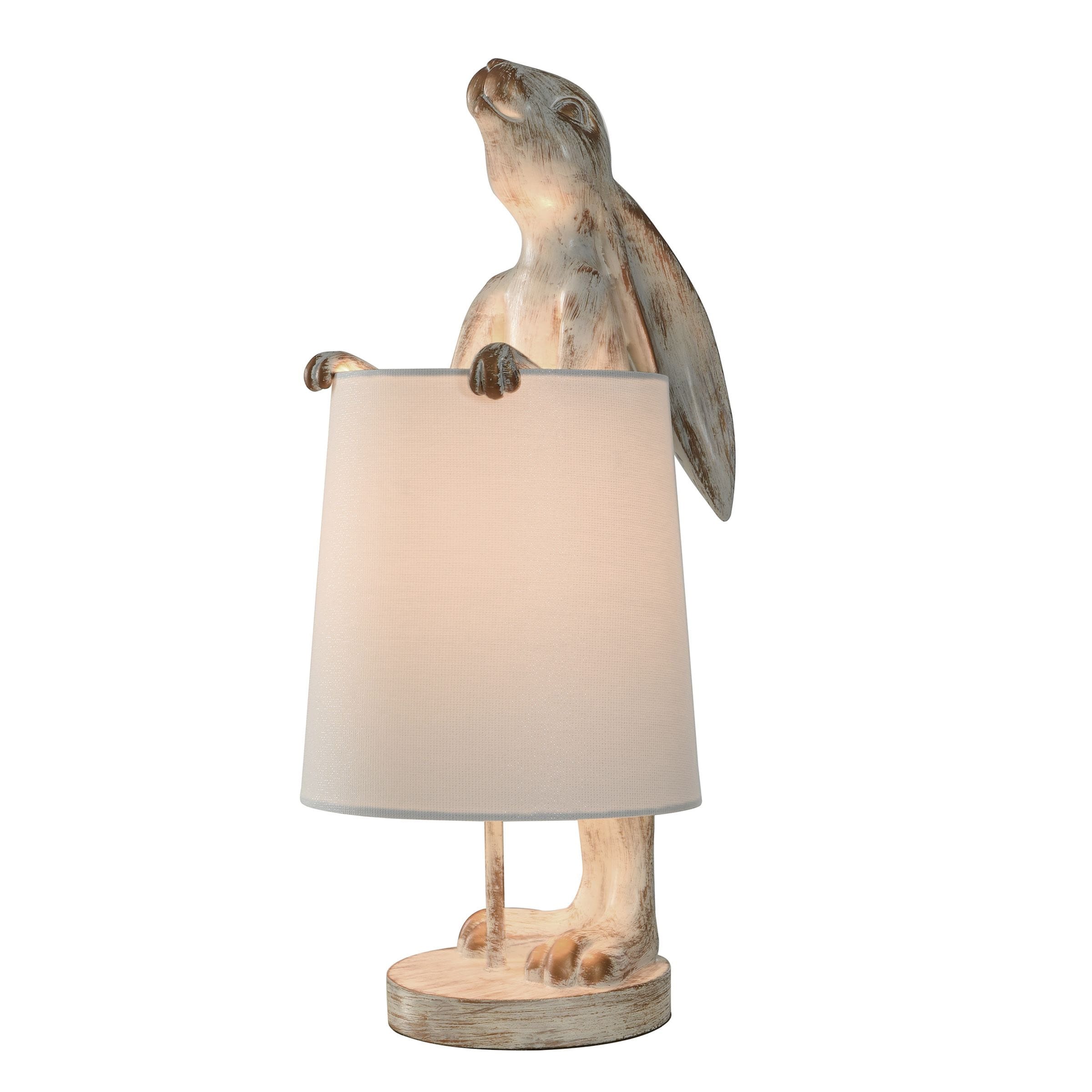 Lampada da scrivania StyleCraft Malta in rame chiaro e bianco lavato a forma di coniglio