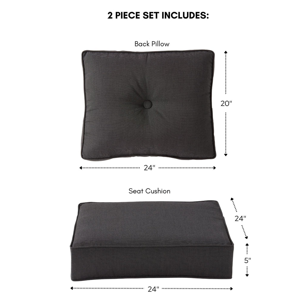 Set di cuscini da esterno Sunbrella Premium da 2 pezzi con seduta profonda