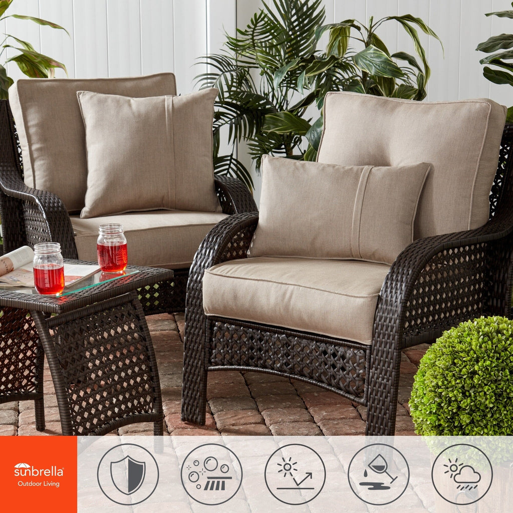Set di cuscini da esterno Sunbrella Premium da 2 pezzi con seduta profonda