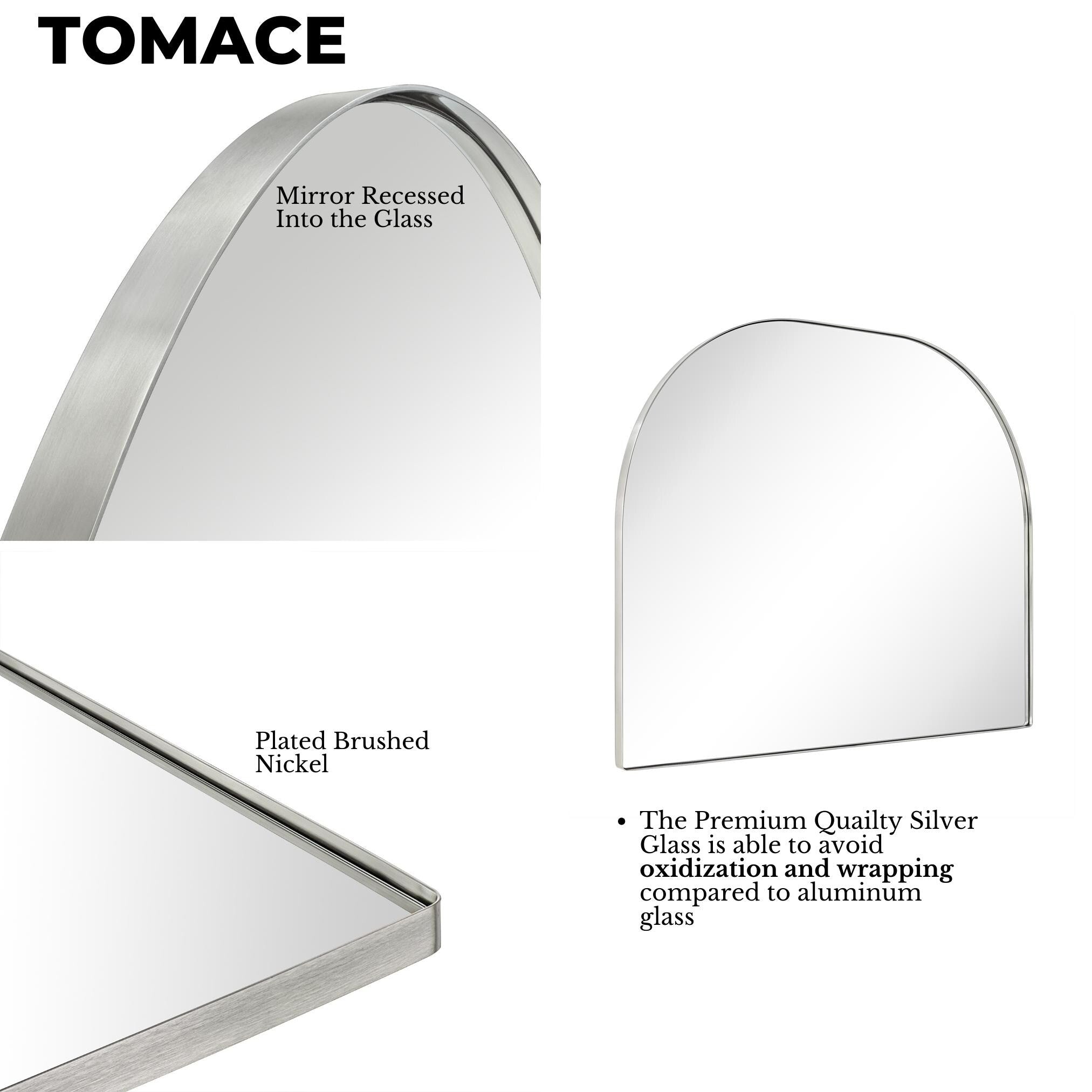 Specchio ad arco grande Dezerae TEHOME per camino, 40'' L x 32'' A