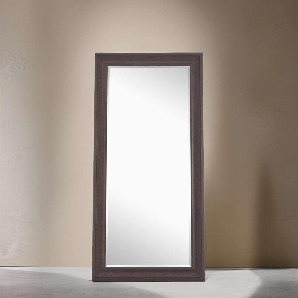 Specchio alto, specchio a figura intera, specchio di grandi dimensioni, cornice liscia in finto legno, specchio rettangolare da parete