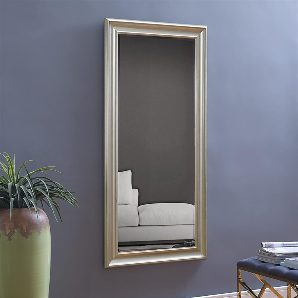 Specchio alto, specchio a figura intera, specchio di grandi dimensioni, cornice liscia in finto legno, specchio rettangolare da parete