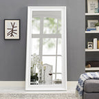 Specchio alto, specchio a figura intera, specchio di grandi dimensioni, cornice liscia in finto legno, specchio rettangolare da parete