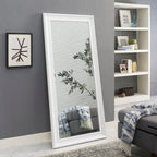 Specchio alto, specchio a figura intera, specchio di grandi dimensioni, cornice liscia in finto legno, specchio rettangolare da parete