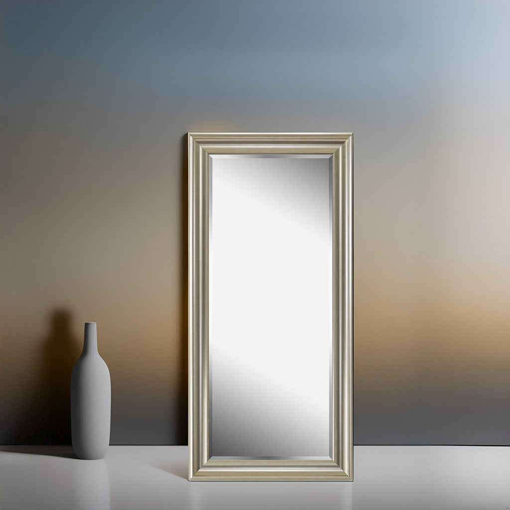 Specchio alto, specchio a figura intera, specchio di grandi dimensioni, cornice liscia in finto legno, specchio rettangolare da parete