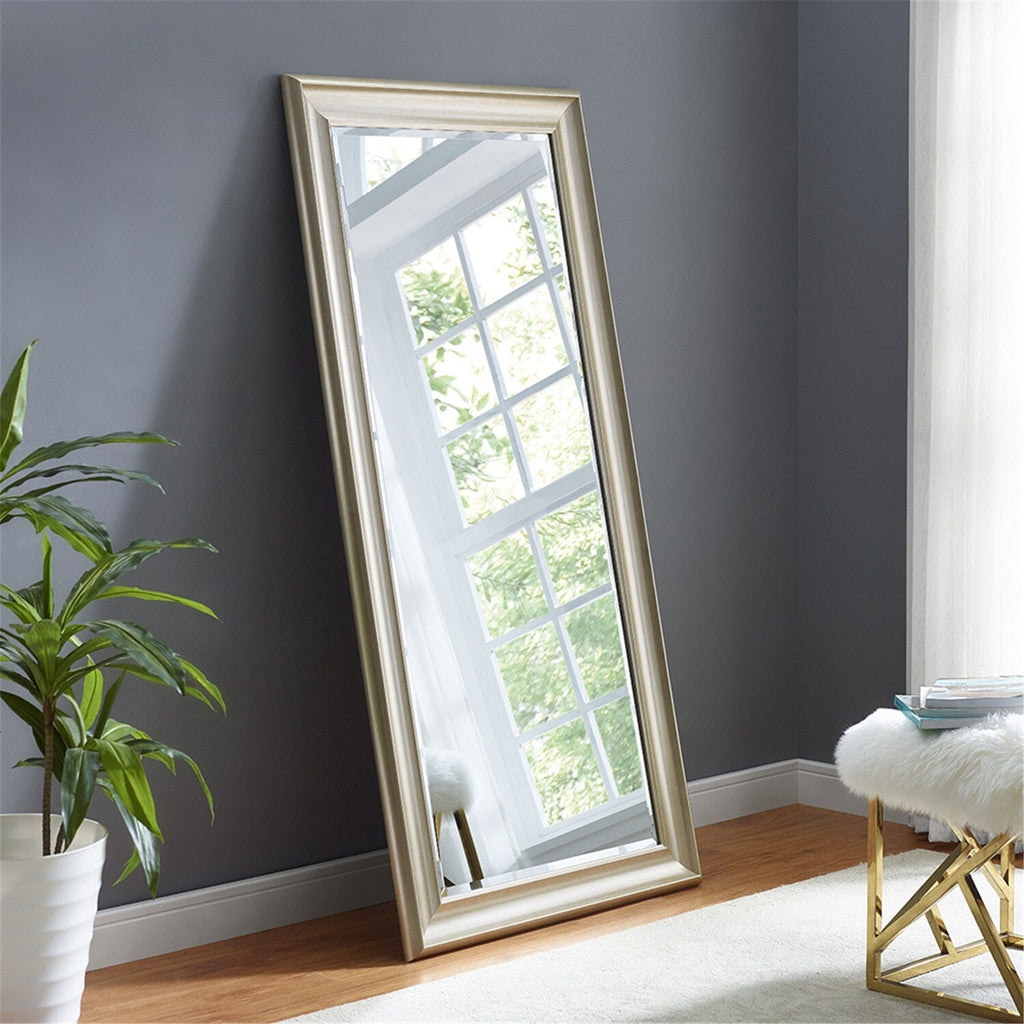 Specchio alto, specchio a figura intera, specchio di grandi dimensioni, cornice liscia in finto legno, specchio rettangolare da parete
