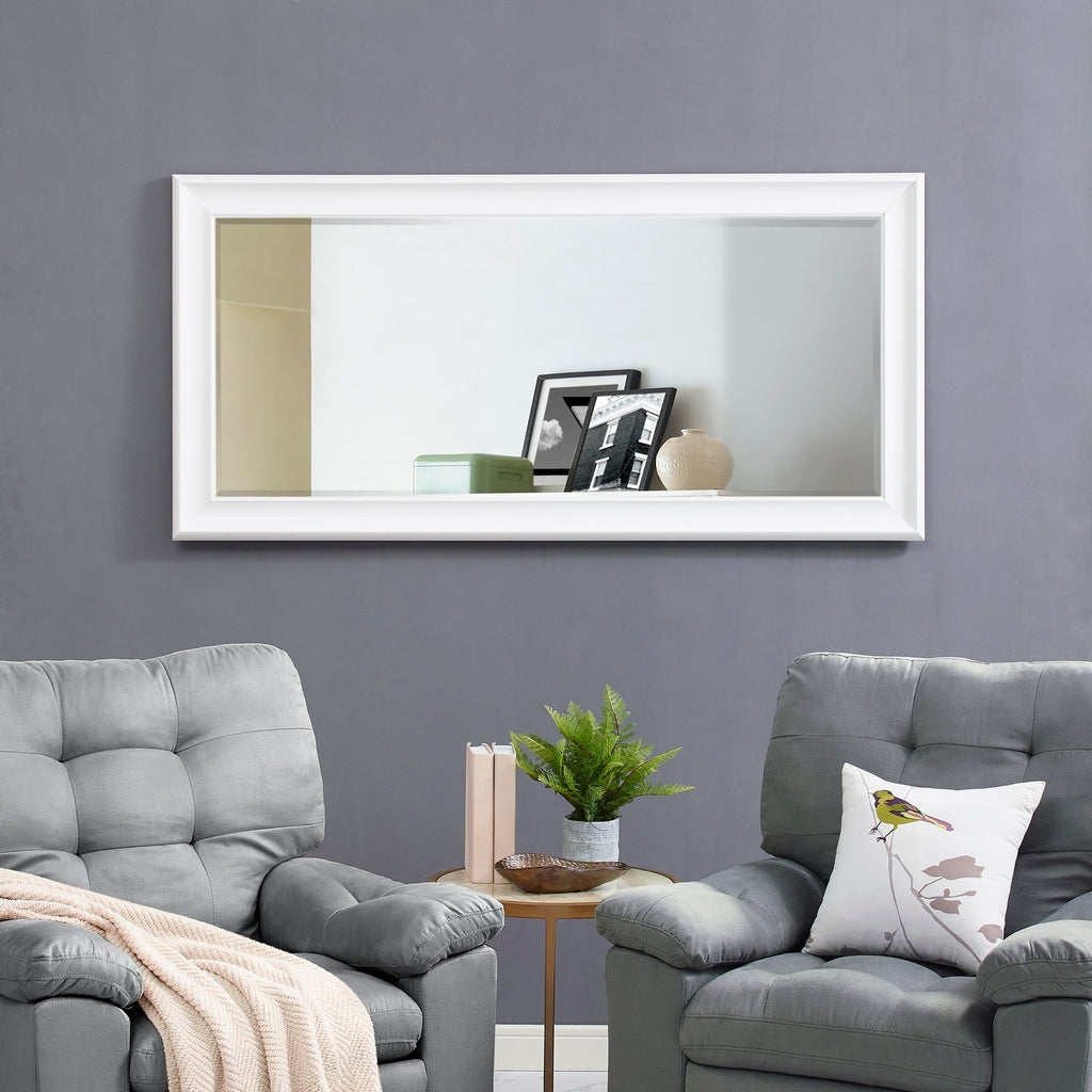 Specchio alto, specchio a figura intera, specchio di grandi dimensioni, cornice liscia in finto legno, specchio rettangolare da parete