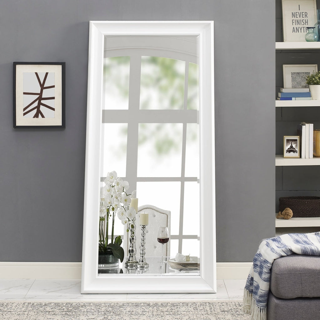 Specchio alto, specchio a figura intera, specchio di grandi dimensioni, cornice liscia in finto legno, specchio rettangolare da parete