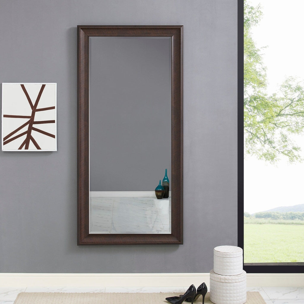 Specchio alto, specchio a figura intera, specchio di grandi dimensioni, cornice liscia in finto legno, specchio rettangolare da parete