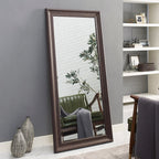 Specchio alto, specchio a figura intera, specchio di grandi dimensioni, cornice liscia in finto legno, specchio rettangolare da parete