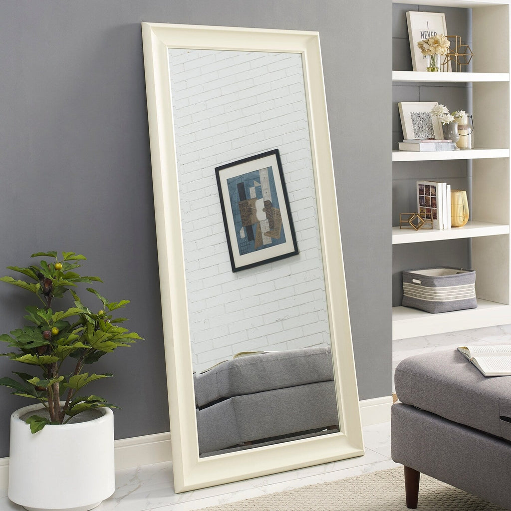 Specchio alto, specchio a figura intera, specchio di grandi dimensioni, cornice liscia in finto legno, specchio rettangolare da parete