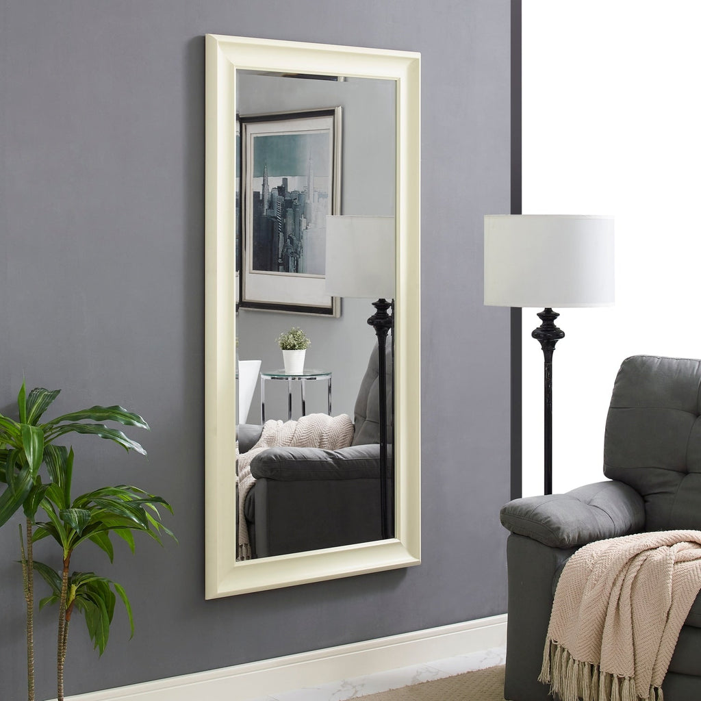 Specchio alto, specchio a figura intera, specchio di grandi dimensioni, cornice liscia in finto legno, specchio rettangolare da parete