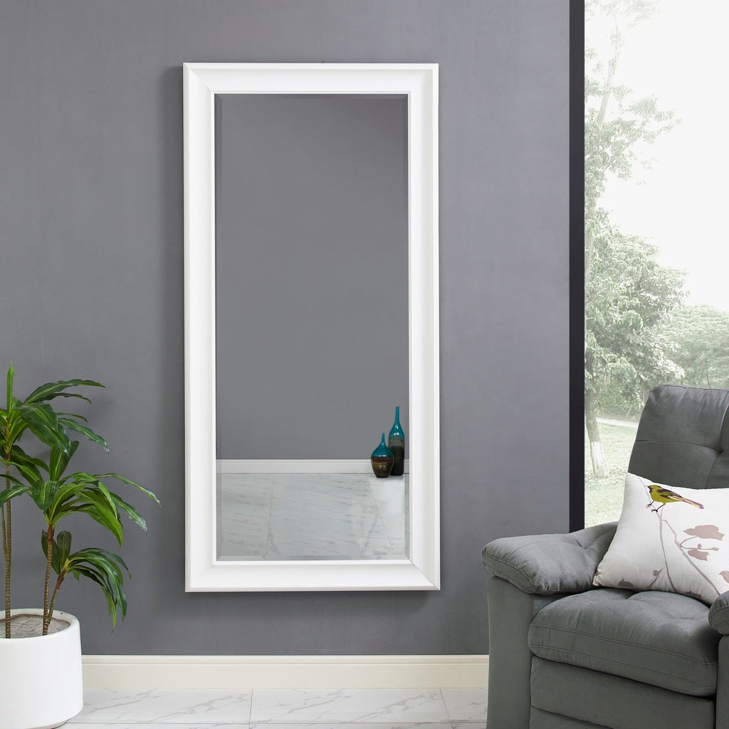 Specchio alto, specchio a figura intera, specchio di grandi dimensioni, cornice liscia in finto legno, specchio rettangolare da parete