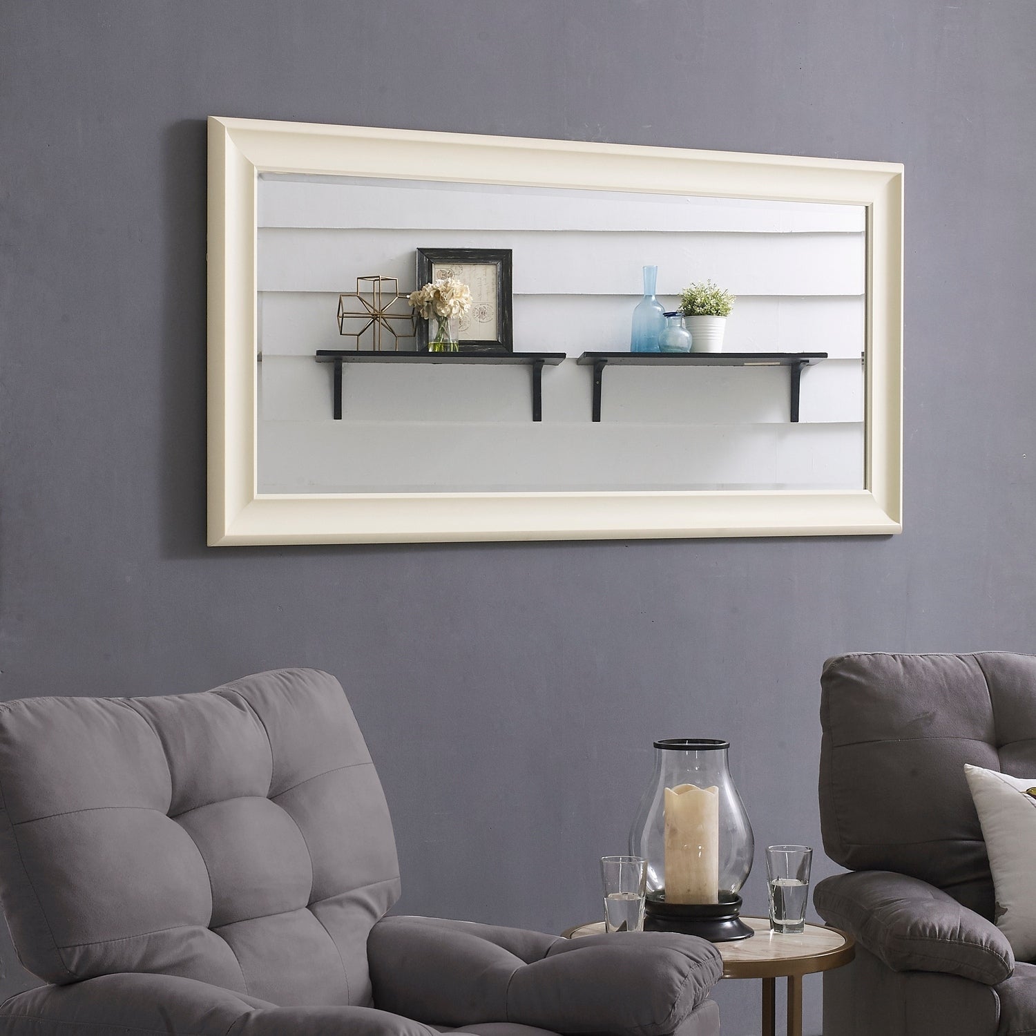 Specchio alto, specchio a figura intera, specchio di grandi dimensioni, cornice liscia in finto legno, specchio rettangolare da parete